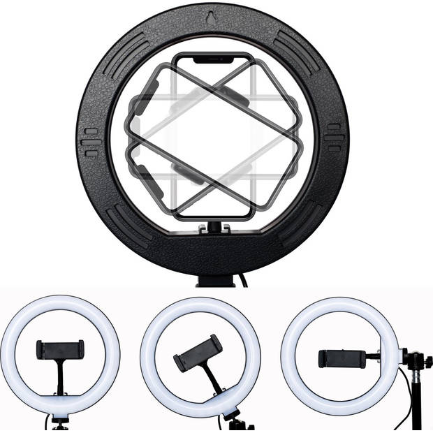 LURK® Ringlamp set 8 inch LED - Verstelbaar statief - Afstandsbediening - Geschikt voor smartphone