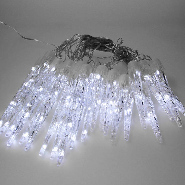 LED ijspegel lichtketting koud wit 72 kegels 8 lichtmodi met timer