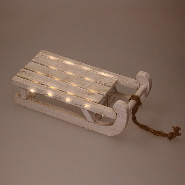 Deco Slee met 25 Warmwitte LED's 31,5x14,5x10,5 cm Wit, gemaakt van hout