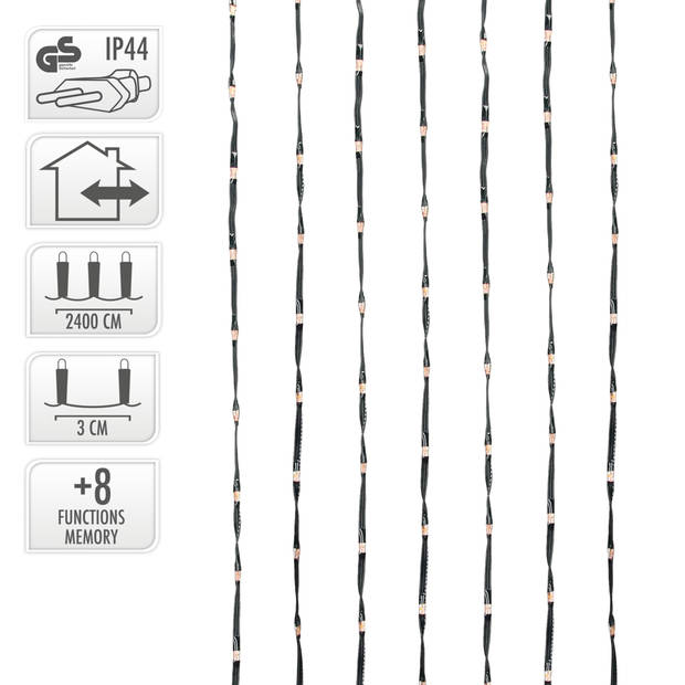 LED Micro Cluster lichtketting 24 m met 800 warmwitte LED's en 8 functies