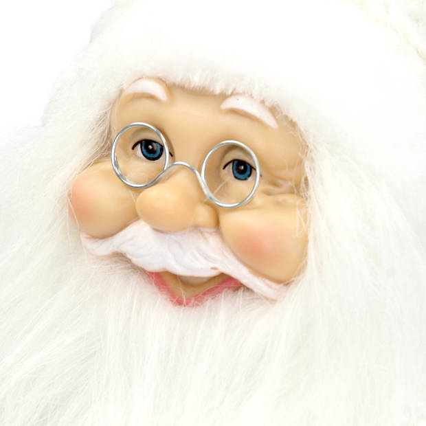 Kerstman decoratie figuur 37 cm hoog Wit met Gift Bag