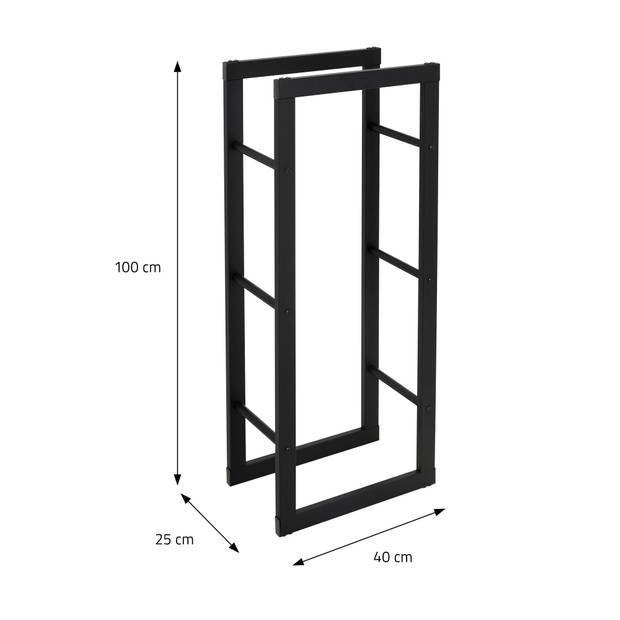 Haardhoutrek 40x100x25 cm Zwart Metaal ML-Design