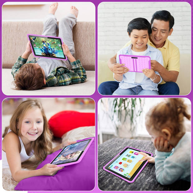 Spoused Kindertablet – Tablet Kinderen – 10 Inch – 32 GB – 6000 mAh Batterij - Android 10.0 - Paars