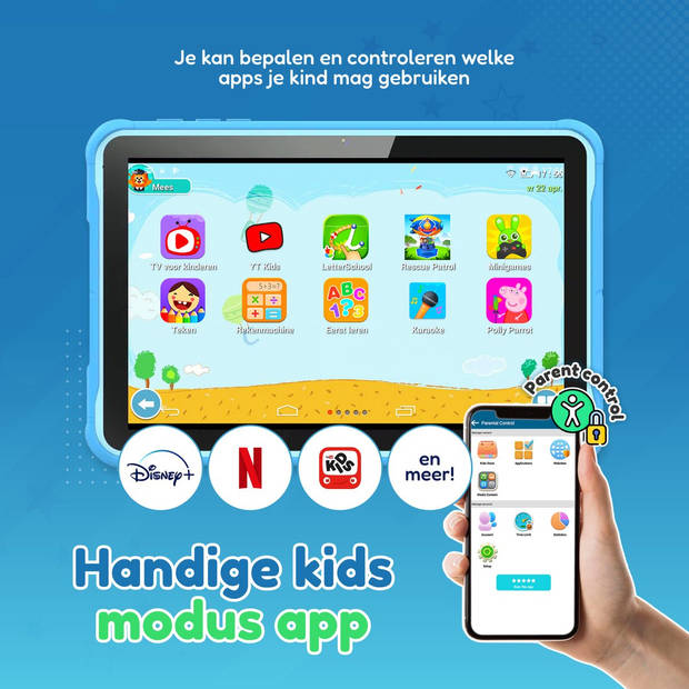 Spoused Kindertablet – Tablet Kinderen – 10 Inch – 32 GB – 6000 mAh Batterij - Android 10.0 - Blauw