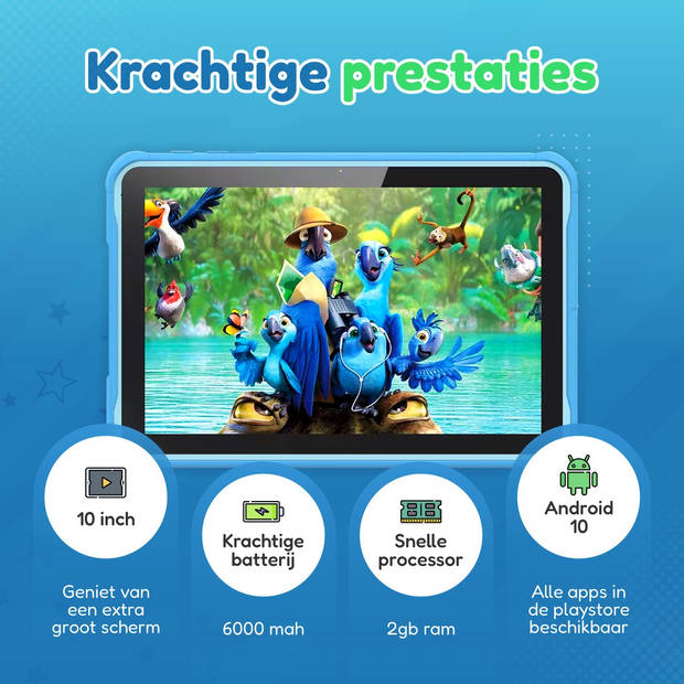 Spoused Kindertablet – Tablet Kinderen – 10 Inch – 32 GB – 6000 mAh Batterij - Android 10.0 - Blauw