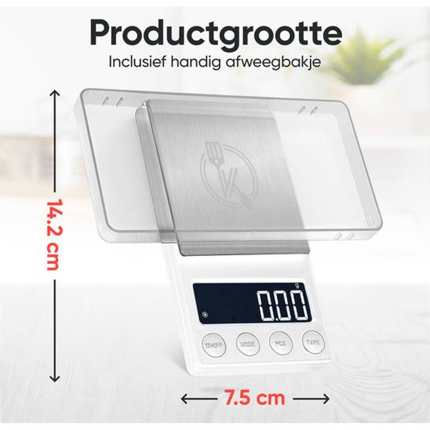 Kitchenwell digital mini precision kitchen scale white - 0.01 to 200 grams