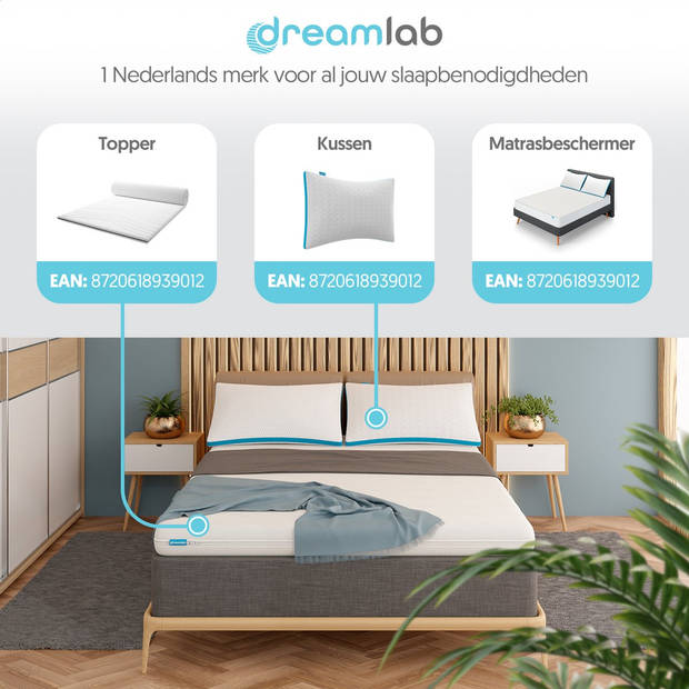 Dreamlab Waterdichte Matrasbeschermer – 140x200 cm – Molton – Hoeslaken – Antibacterieel – Ademend – Wit