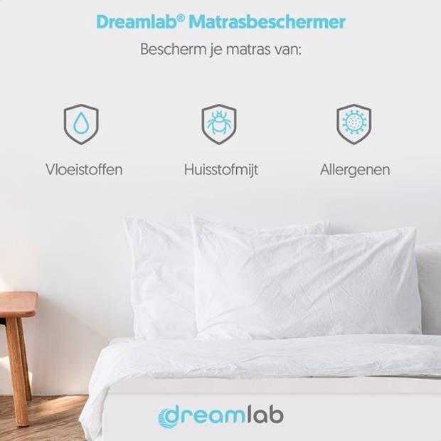 Dreamlab Waterdichte Matrasbeschermer – 160x200 cm – Molton – Hoeslaken – Antibacterieel – Ademend – Wit