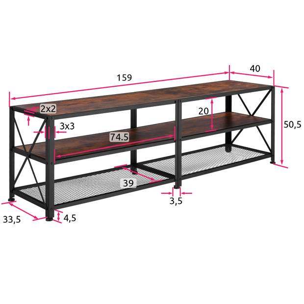 tectake - TV-meubel – Indianapolis - industrieel donkerbruin – 404543