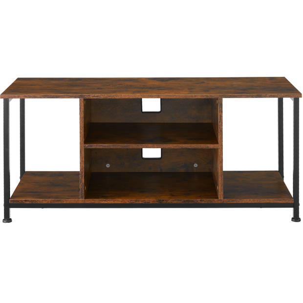 tectake - TV-meubel met 4 open vakken en verstelbare plank - industrieel donkerbruin - afm. 110 x 40 x 50,5 cm - 404642