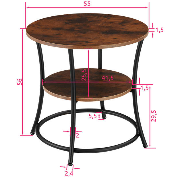 tectake - Bijzettafel Saint Louis industrieel donkerbruin - 55 x 56 cm - 404445