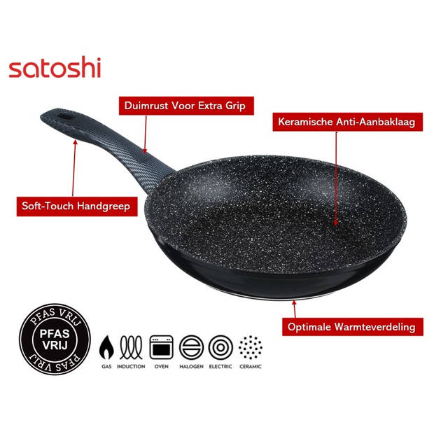 Satoshi Carbon Koekenpan Ø20 CM - Keramische anti-aanbaklaag – PFAS-vrij