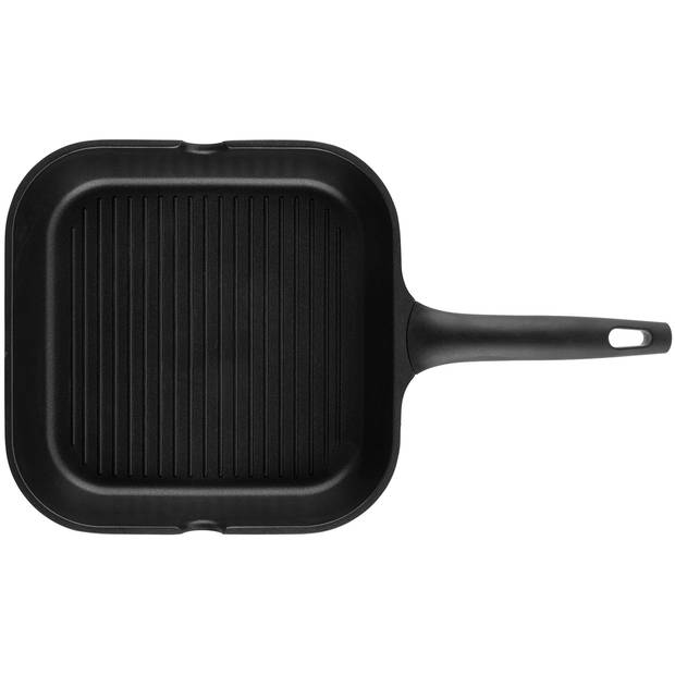 Florina Quatro proffesionele grillpan met dubbele antiaanbaklaag 28 x 28 cm zwart