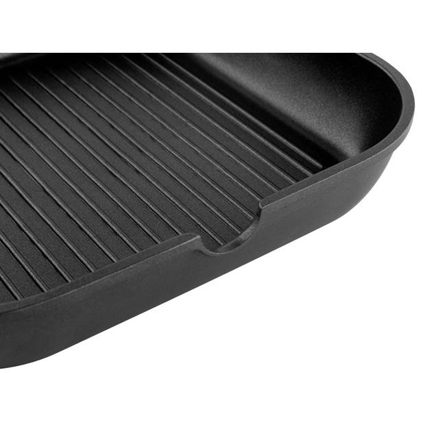 Florina Quatro proffesionele grillpan met dubbele antiaanbaklaag 28 x 28 cm zwart