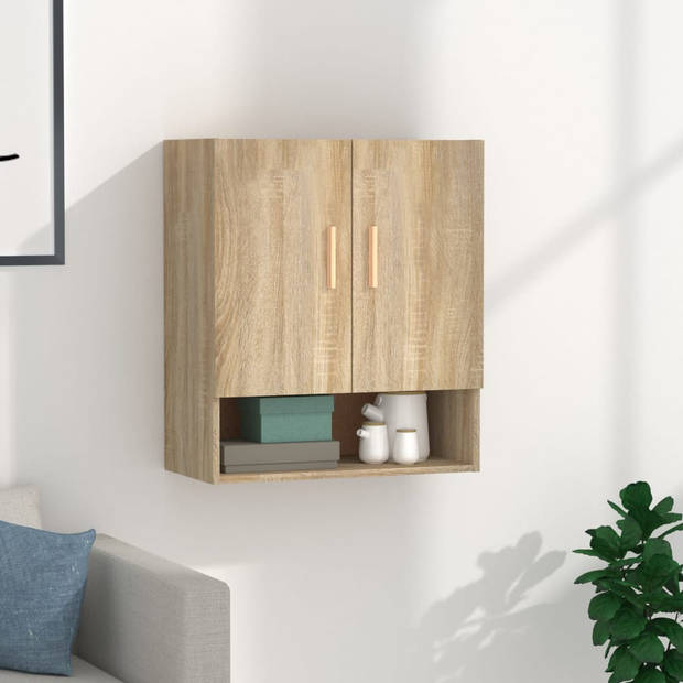 The Living Store Wandkast Scandinavische Charme - Hout - 60 x 31 x 70 cm (B x D x H) Sonoma Eiken