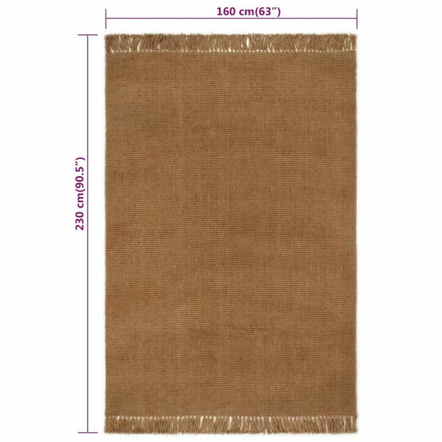 vidaXL Vloerkleed met kwastjes 160x230 cm jute