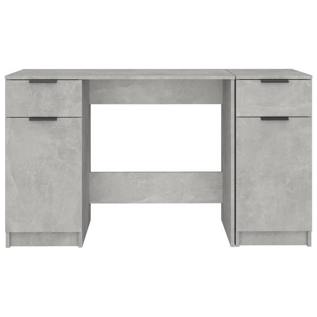 The Living Store Bureau - Betongrijs - 100 x 50 x 75 cm - Met bijzetkast