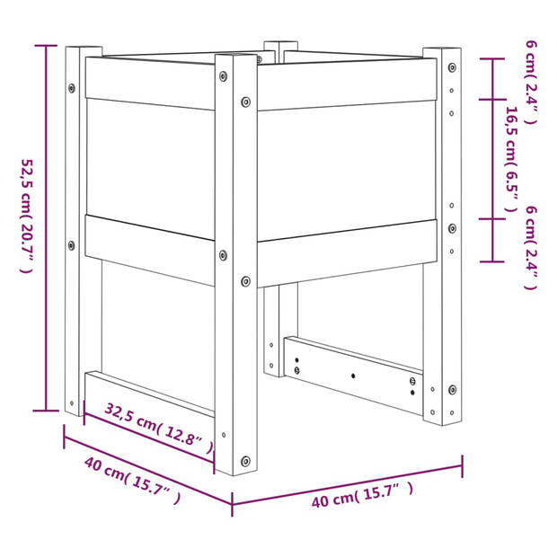 vidaXL Plantenbakken 2 st 40x40x52,5 cm massief grenenhout wit