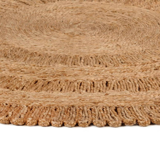 vidaXL Tapijt rond 120 cm gevlochten jute