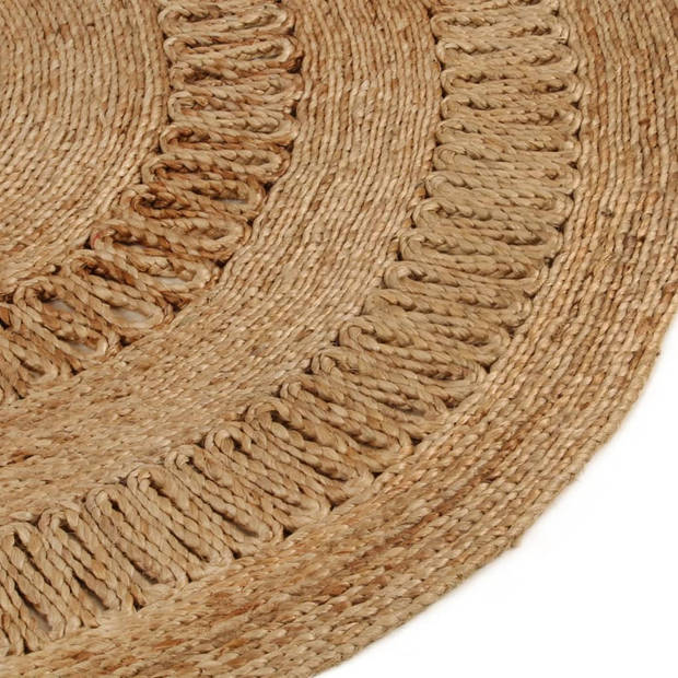 The Living Store Vloerkleed Jute - Rond 120cm - Natuurlijke toon