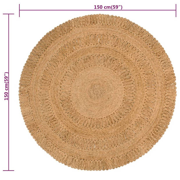 vidaXL Tapijt rond 150 cm gevlochten jute