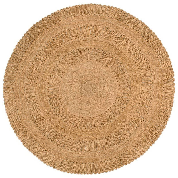 vidaXL Tapijt rond 150 cm gevlochten jute