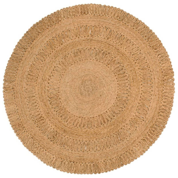 vidaXL Tapijt rond 150 cm gevlochten jute