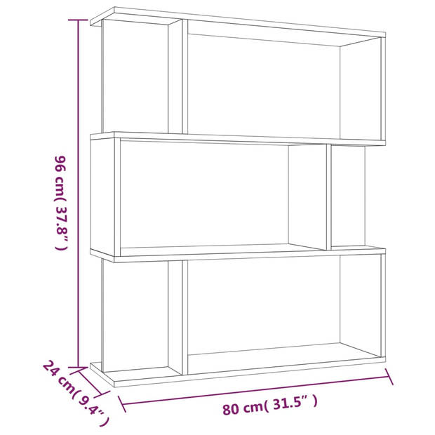 The Living Store Boekenkast - Gerookt eiken - 80 x 24 x 96 cm - Duurzaam - Veelzijdig - Eenvoudig schoon te maken -
