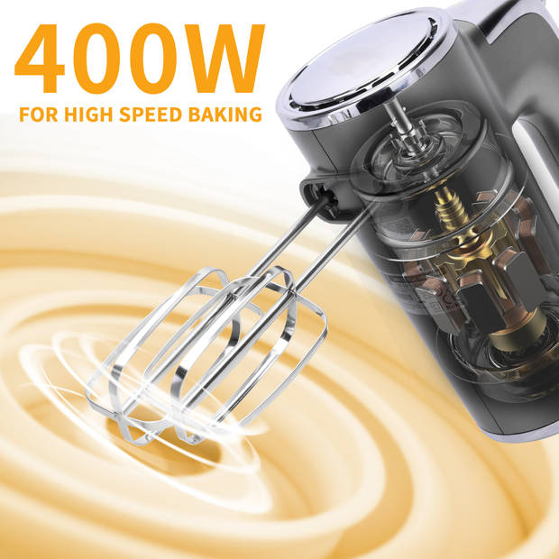 Aigostar Adela 30XMK -Handmixer met Opbergstandaard - 5 Snelheden - RVS - 400W