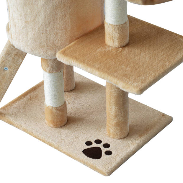 Krabpaal - Kattenkrabpaal - Krabpaal voor katten - Kattenspeeltjes - Katten - Beige - Wit - L50 x B35 x H131 cm