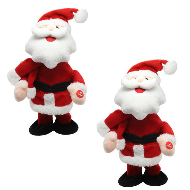 Kerstman pop dansend 30 cm bewegende kerstfiguren/kerstpoppen - Kerstman pop