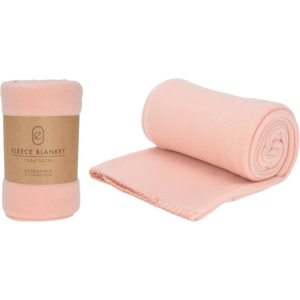 Polyester fleece deken/dekentje/plaid 125 x 150 cm roze - Plaids