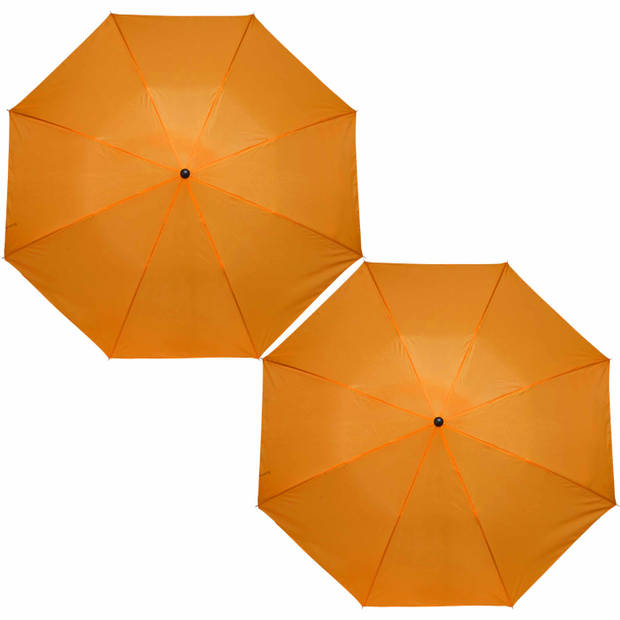 2x stuks kleine opvouwbare paraplus oranje 93 cm - Paraplu's