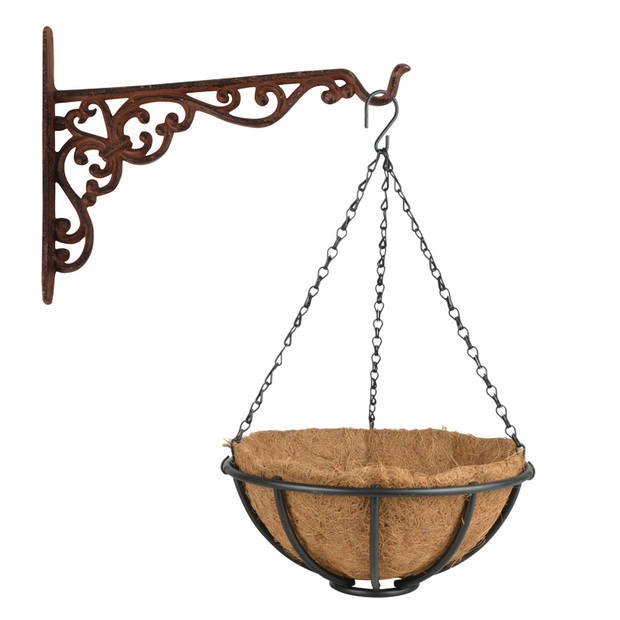 Hanging basket 30 cm met muurhaak - metaal - complete hangmand set - Plantenbakken