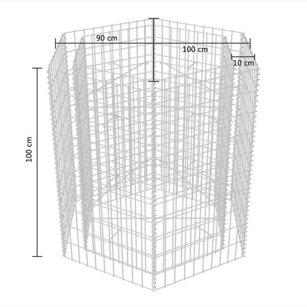 vidaXL Gabion plantenbak verhoogd zeshoekig 100x90x100 cm