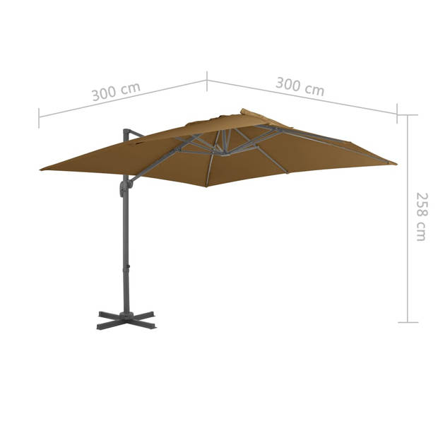 vidaXL Zweefparasol met aluminium paal 300x300 cm taupe