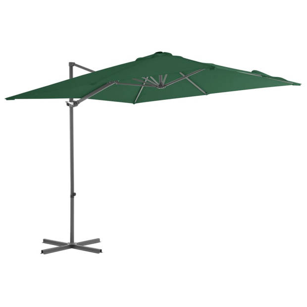 vidaXL Zweefparasol met stalen paal 250x250 cm groen