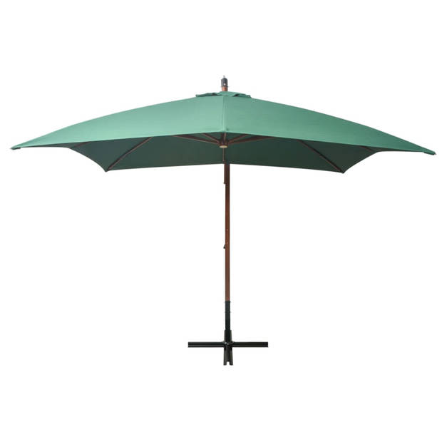 vidaXL Zweefparasol met houten paal 300x300 cm groen