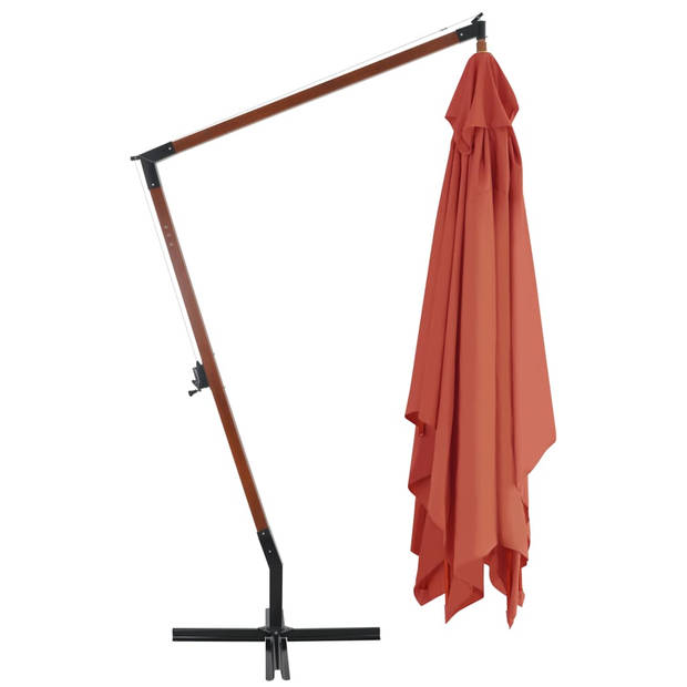 vidaXL Zweefparasol met houten paal 400x300 cm terracottakleurig