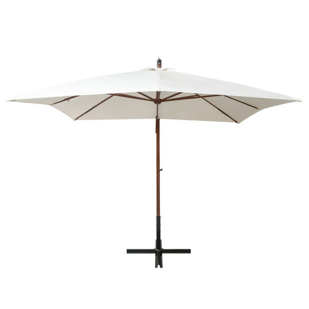 vidaXL Zweefparasol met houten paal 300x300 cm wit