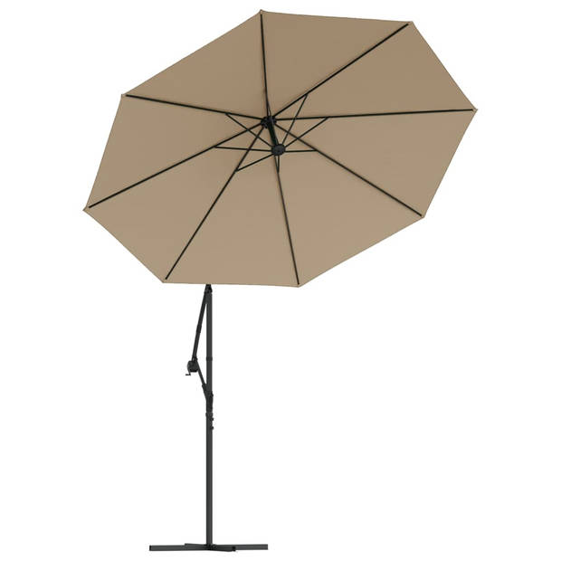 vidaXL Zweefparasol met LED-verlichting stalen paal 300 cm taupe