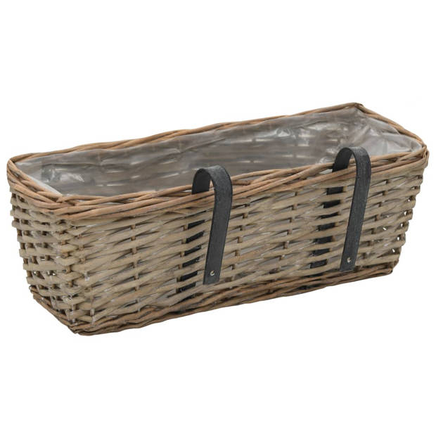 The Living Store Wicker Balkonbak - 40 x 16 x 13 cm - Handgemaakt - Bruin