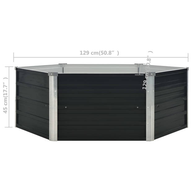 vidaXL Plantenbak verhoogd 129x129x45 cm gegalvaniseerd staal antraciet