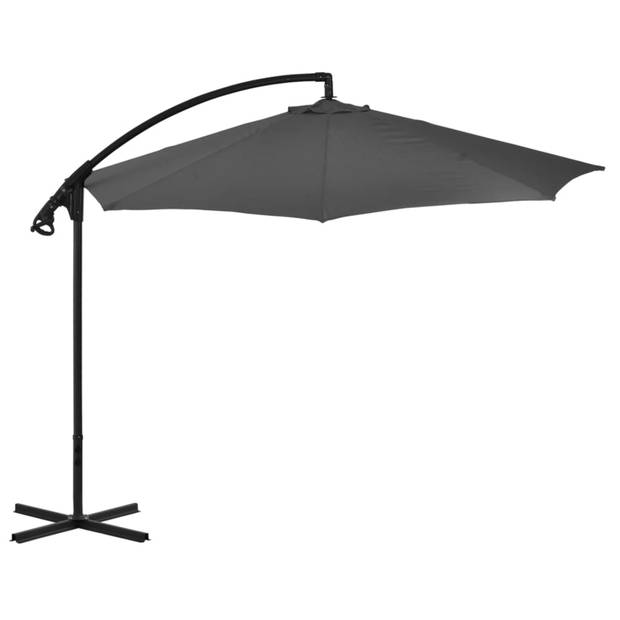 vidaXL Zweefparasol met stalen paal 300 cm antracietkleurig