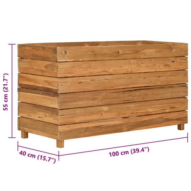 vidaXL Plantenbak verhoogd 100x40x55 cm gerecycled teakhout en staal