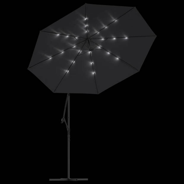 vidaXL Zweefparasol met LED-verlichting en stalen paal 300 cm zwart