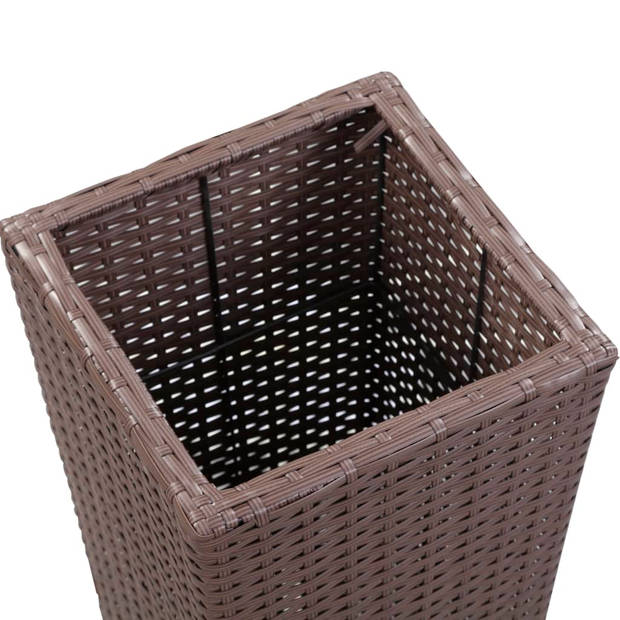 vidaXL Plantenbak verhoogd 30x30x80 cm poly rattan bruin