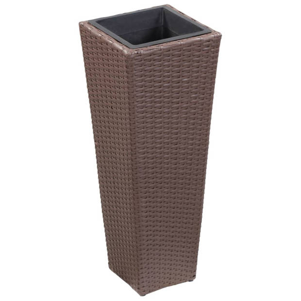 vidaXL Plantenbak verhoogd 30x30x80 cm poly rattan bruin