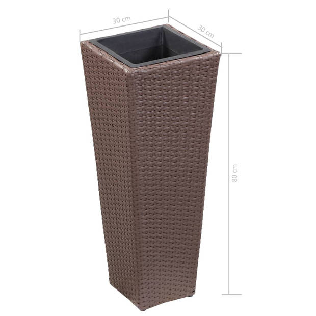 vidaXL Plantenbak verhoogd 30x30x80 cm poly rattan bruin