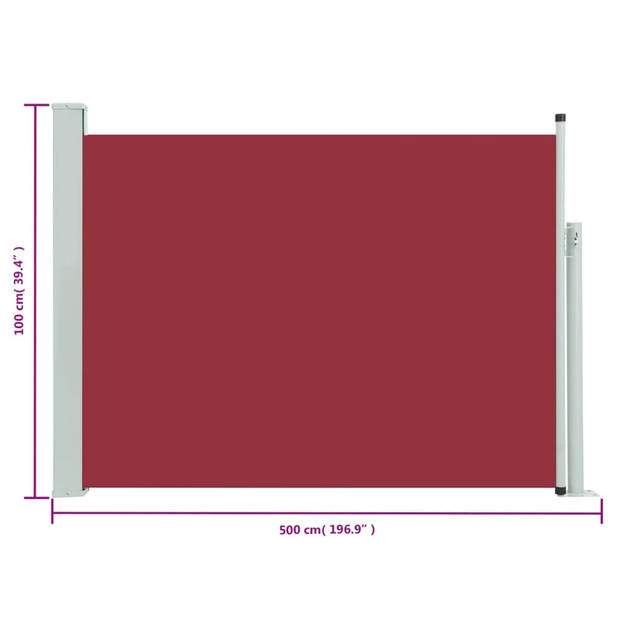 vidaXL Tuinscherm uittrekbaar 100x500 cm rood